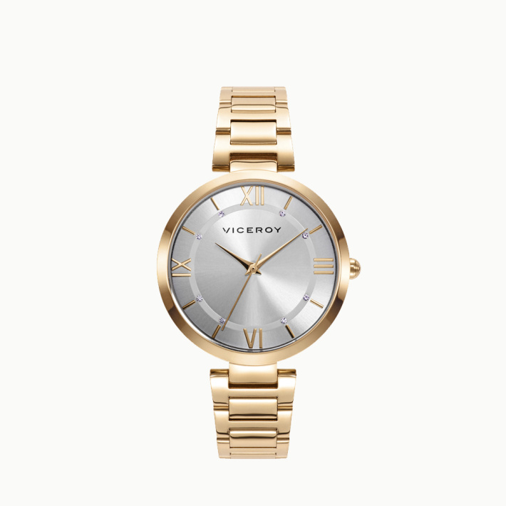 RELOJ ACERO IP DORADO BRAZALETE SRA VA