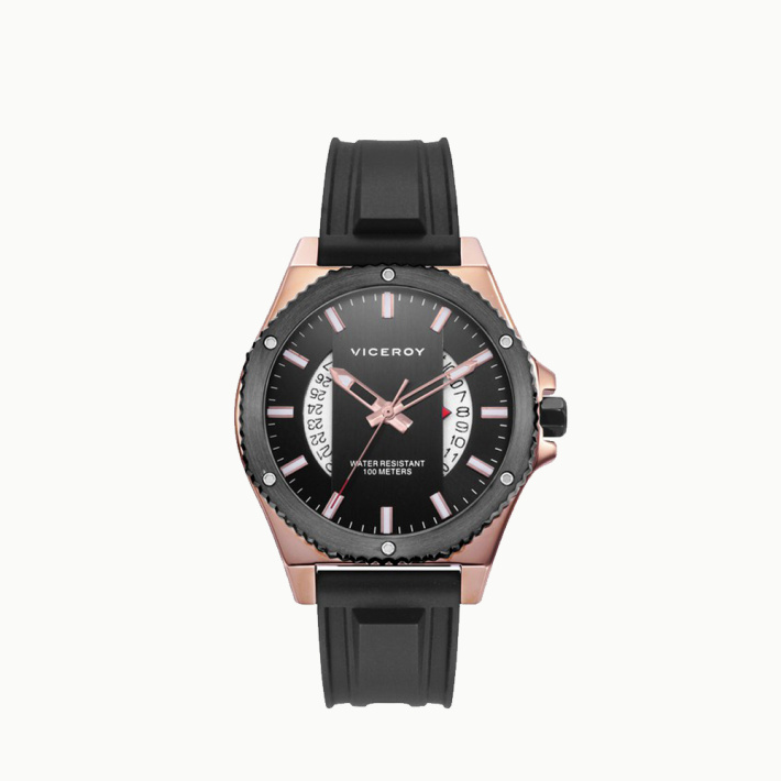 RELOJ ACERO IP ROSA Y NEGRO CORREA SRA VA