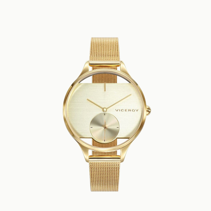 RELOJ ACERO IP DORADO BRAZALETE SRA VA