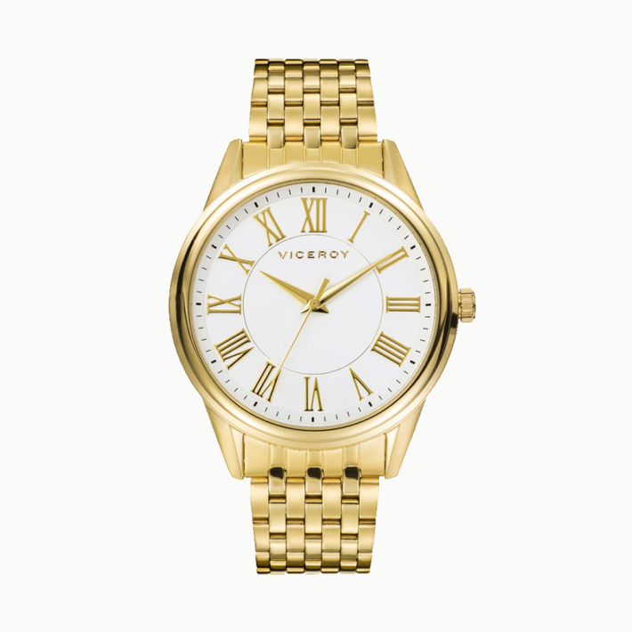 RELOJ ACERO IP DORADO BRAZALETE SR VA