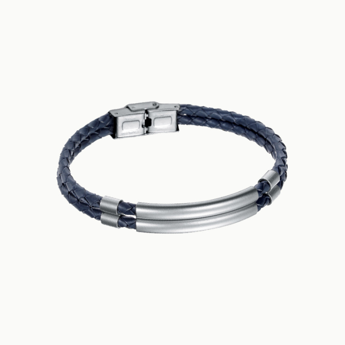 PULSERA DOBLE PIEL AZUL TUBOS DE ACERO SR FN